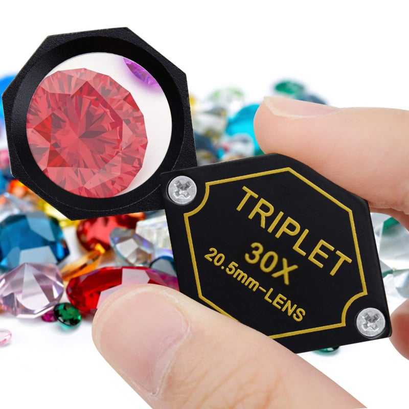 DANOPLUS 30x Magnification Jeweler Loupe Achromatic Triplet Lens 20.5mm Optical Glass Hexagonal Design Black Gem Jewelry Pocket Magnifier Tool - Image 2